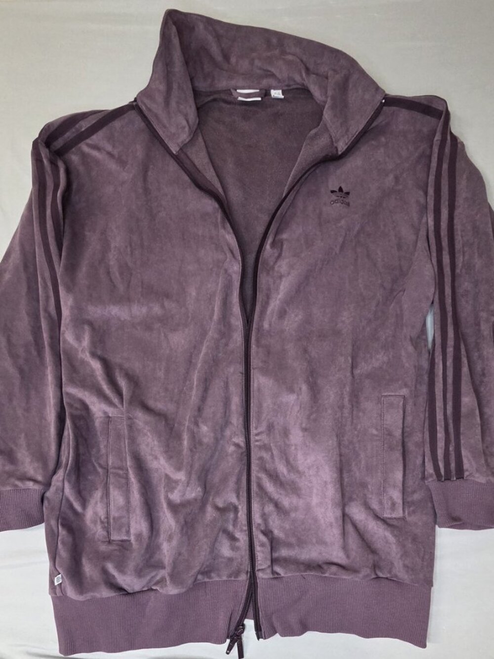 adidas Mens L Purple Velour Full Zip Track Jacket